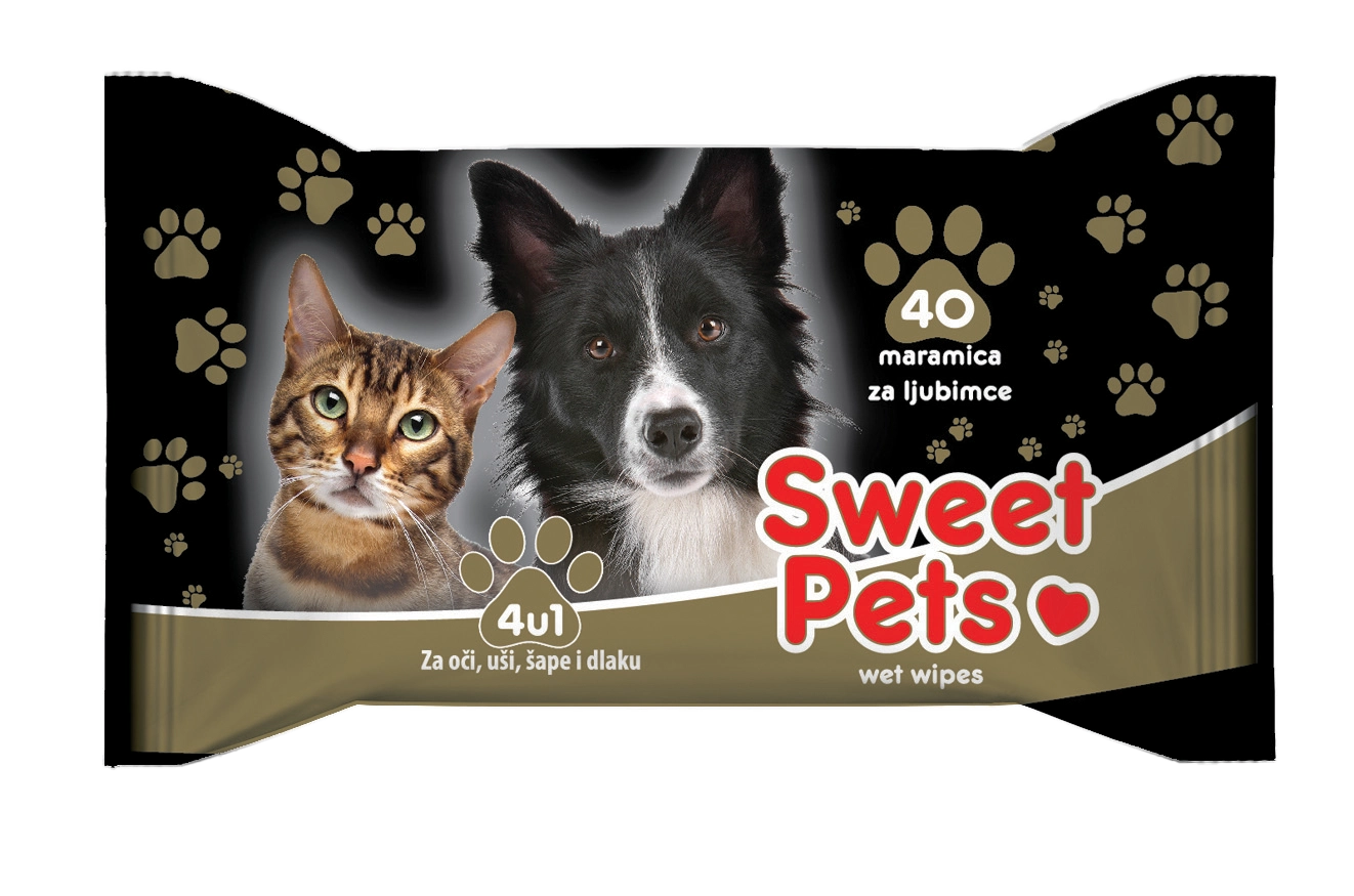 Sweet Pets – Vlažne maramice za kućne ljubimce: sigurno, praktično i efikasno rešenje za negu očiju, ušiju, šapa i dlake vašeg ljubimca. Proizvedeno u Srbiji!